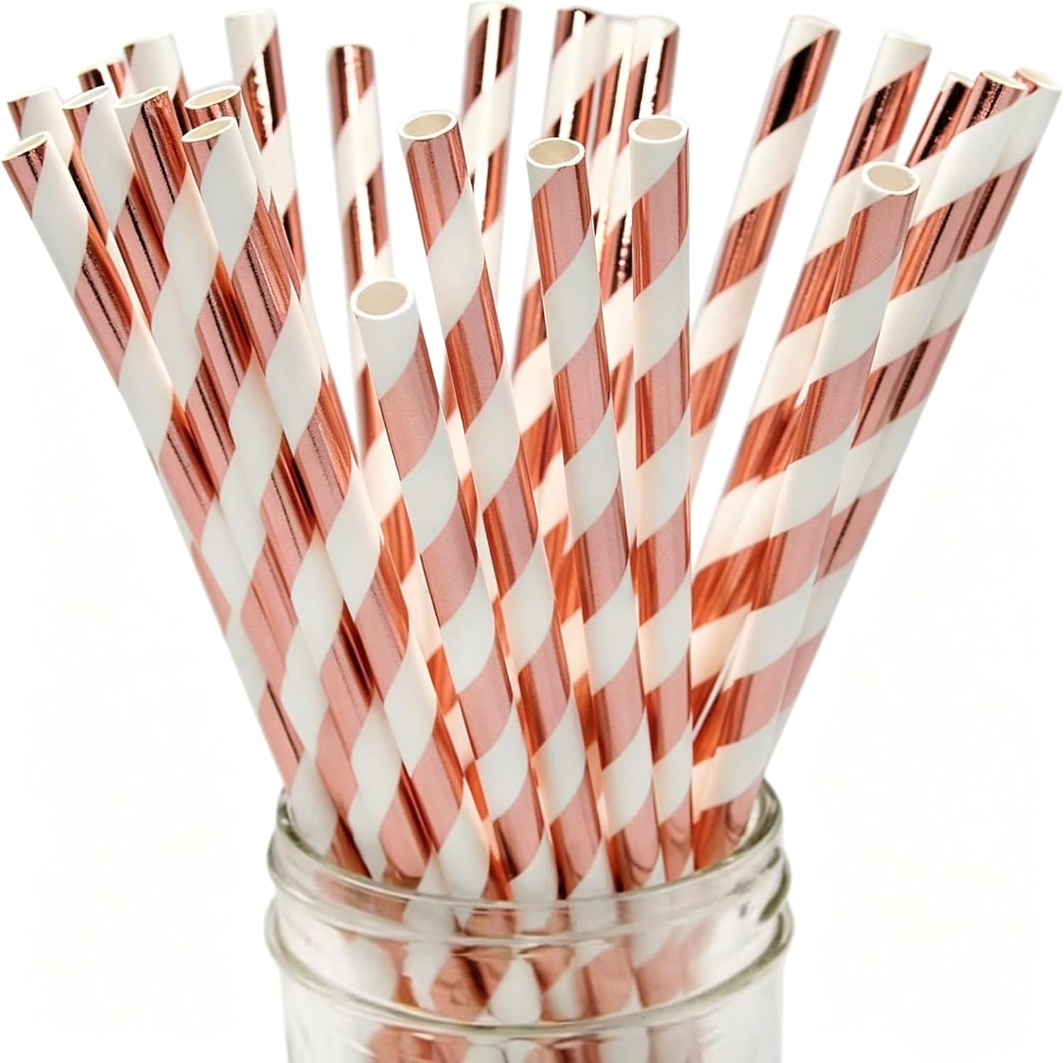 Gold Metallic Paper Straws, 100 Counts Disposable Glittering Solid Gold Paper Drinking Straws for Cake Pop Sticks Birthday Celebrations Anniversary Wedding Party Decoration