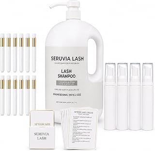 2L Lash Shampoo Bulk Refill Kit for Lash Extensions, Professional Eyelash Cleanser for Lash Artists & Salons, Ready-to-Use Unscented Lash Bath with Pump, Foam Bottles, Brushes & Aftercare Cards