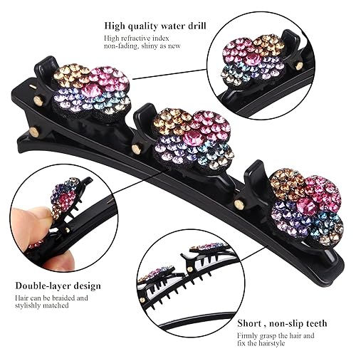 Miniatura 9 de CROWN GUIDE Pinzas para el cabello trenzadas de piedra de cristal brillante para mujer, cabello rizado, grueso y fino, pinzas para el pelo con