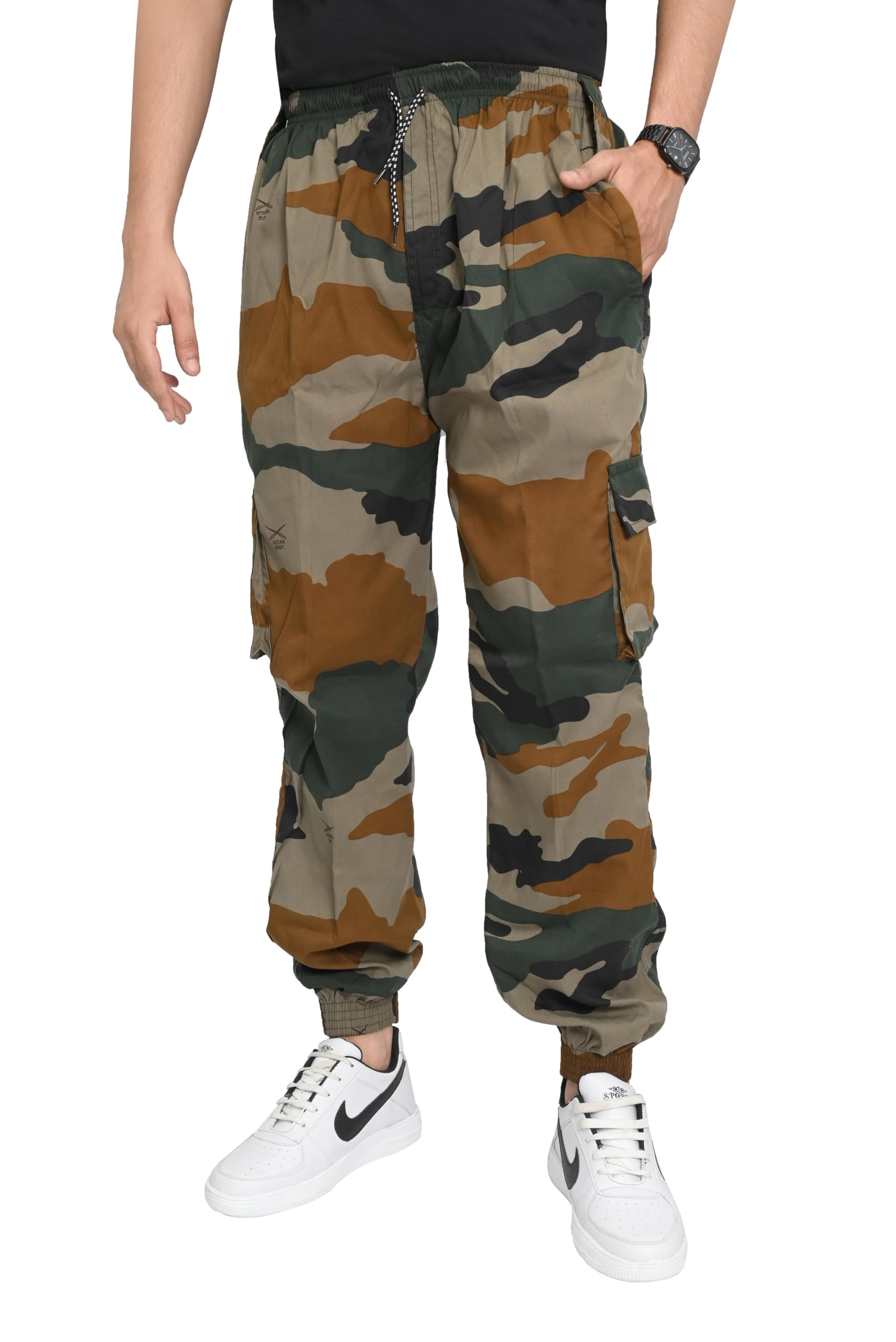 Men's Camouflage Cargo Jogger Pants, Military Style, Drawstring Waist,-picture-53
