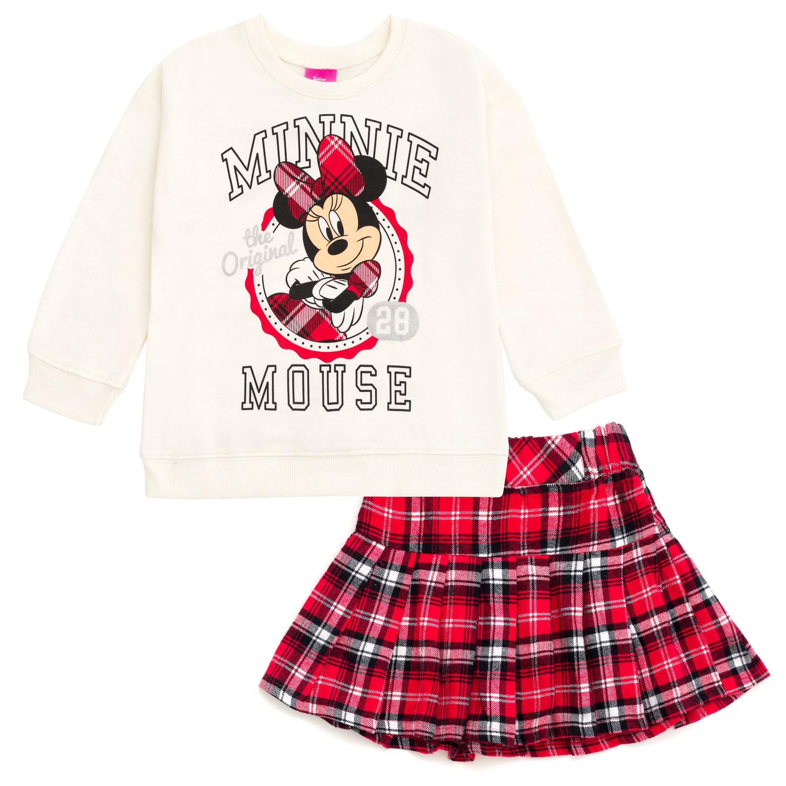 Disney Felpa in pile Minnie Mouse Lilo & Stitch per ragazze e gonna a pieghe a quadri per ragazzi grandi (2T - 14-16)