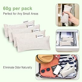 12 Pack Bamboo Charcoal Shoe Deodorizer BagsShoe Odor Eliminator,Charcoal Air Purifying Bags, Activated Charcoal Odor Absorber for Gym Bag, Car, Pet, Closet