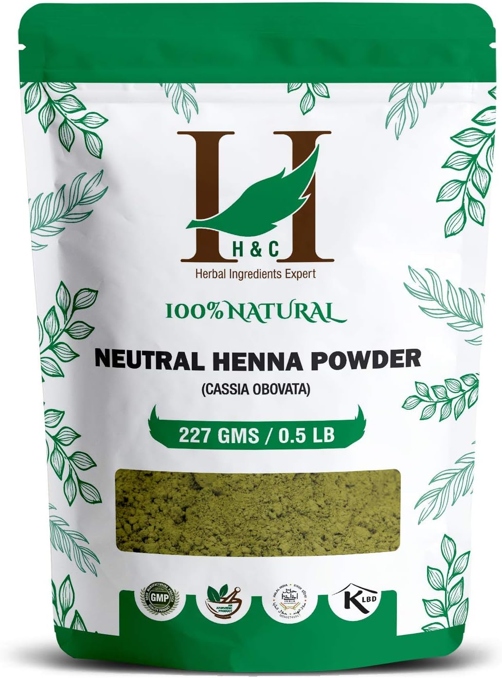 H&C 100% Pure Organically Grown Neutral Henna Powder/Colorless Henna/Senna Powder/Cassia Obovata (227g / (1/2 lb) / 8 ounces) For conditioning your hair without coloring.