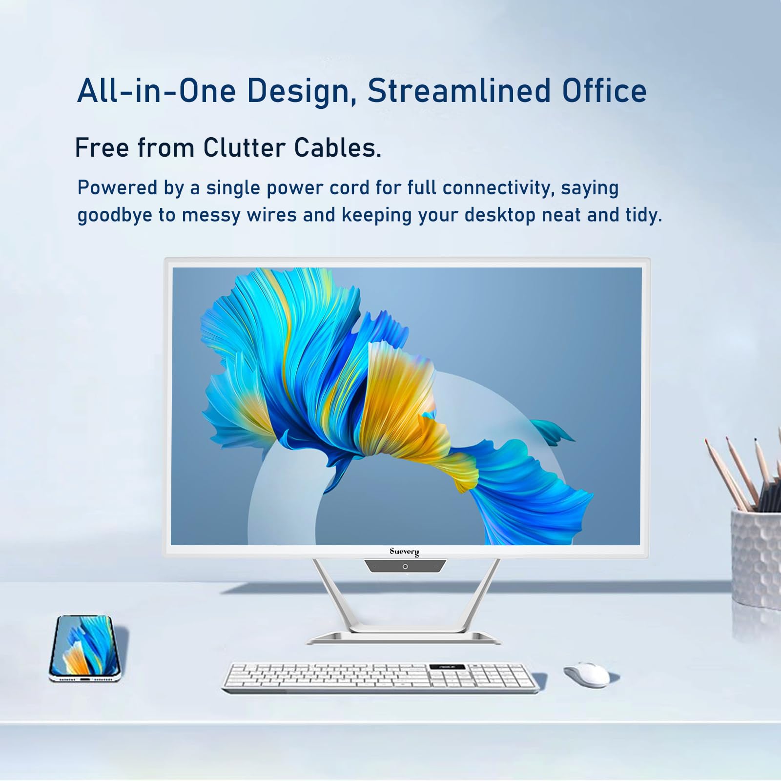 suevery All-in-One Desktop Computer,Core i5 AIO Gaming pc,HD Webcam | 21.5 1080P Display,16GB RAM 512GB SSD, , WiFi 6, Business All in One for Home Office Daily Use with Keyboard & Mouse image 7
