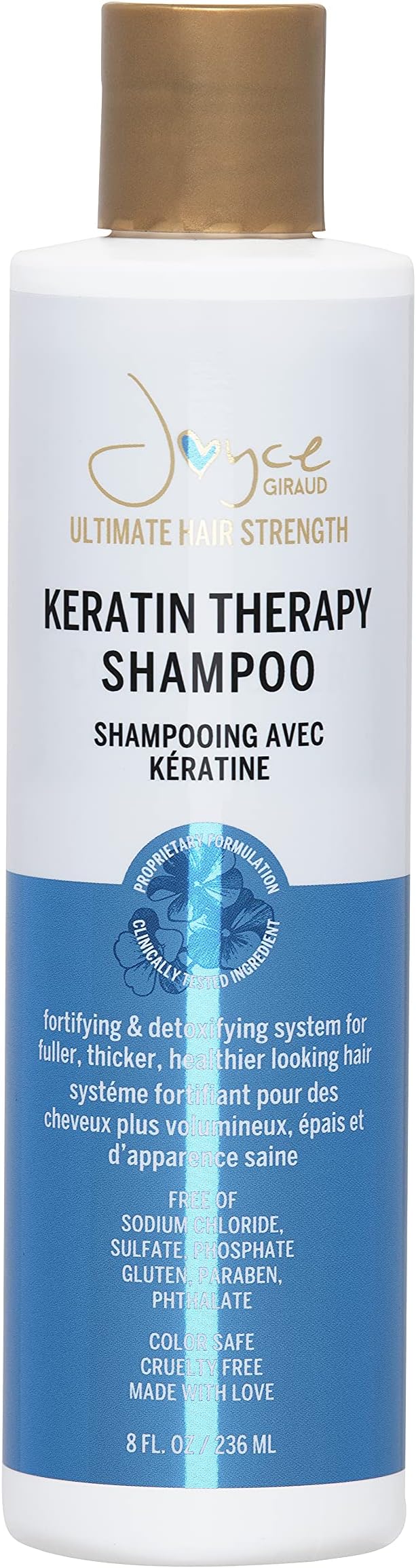 Miracle Elixir Collection Joyce Giraud Ultimate Hair Strength Keratin Therapy Shampoo - Clinically d with Cynatine, Ideal for Most Hair Types - Tropical Scent, 8 Fl. Oz.