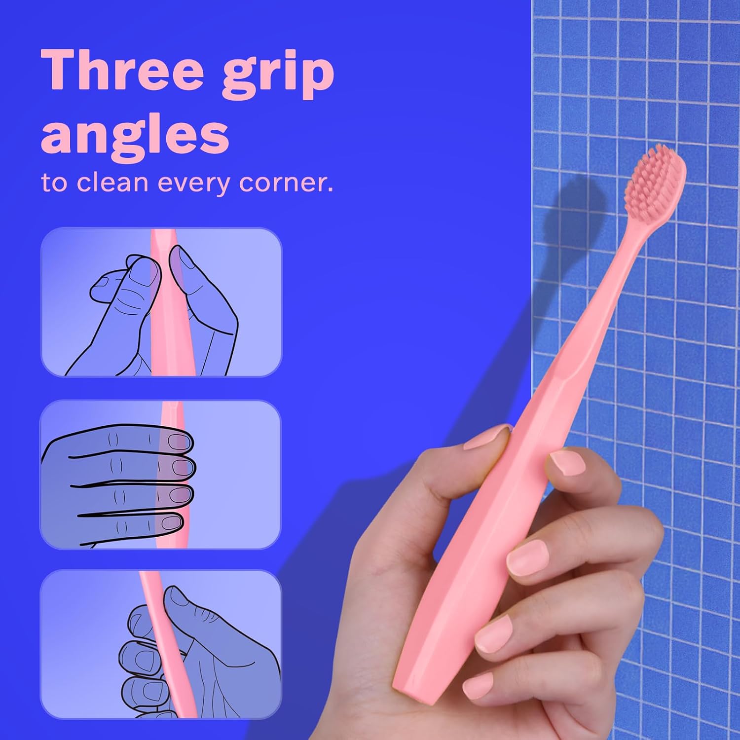 Max Extra Soft Toothbrush for Adults with Sensitive Gums, Soft Bristle Toothbrushes, Wide Head for Back Teeth, Ergonomic Non-Slip Grip, Individually Wrapped, BPA Free, 6 Pack Rainbow Mix