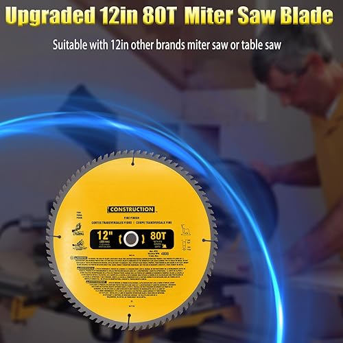 Miniatura 9 de DW3128P5 - Hojas de sierra circular de inglete y corte transversal de 12 pulgadas, 32T y 80T (paquete de 2), para sierras ingletadorassierras de