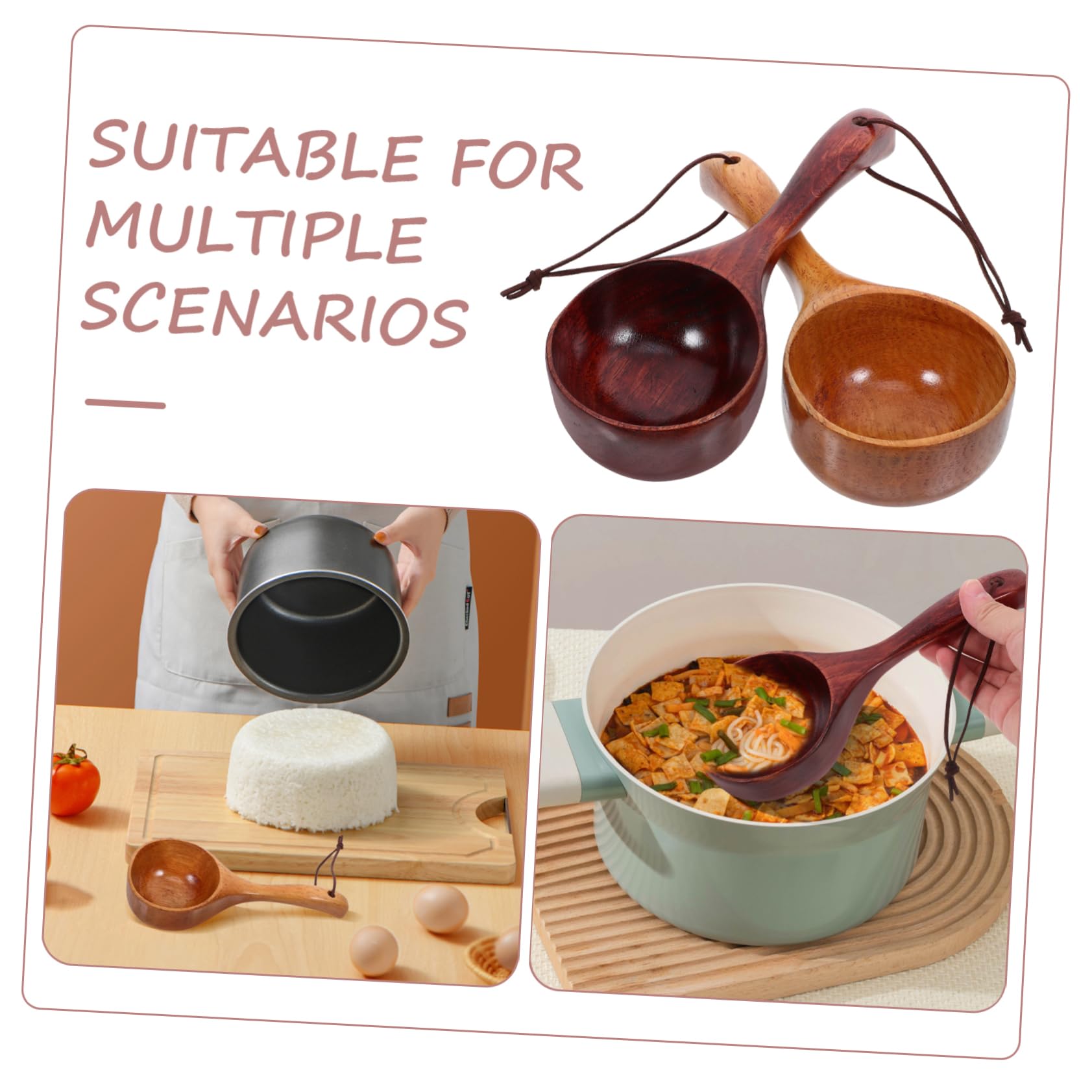 Alipis Lot De 4 Louches À Soupe En Bois Pour Riz Portables Et Robustes Pour 2 Pièces X 4
