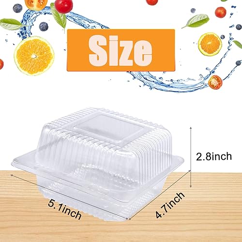 Miniatura 9 de Jizvxe 300 recipientes de plástico transparente para llevar, bandeja cuadrada con bisagras, cajas de alimentos desechables con tapas para pasteles,