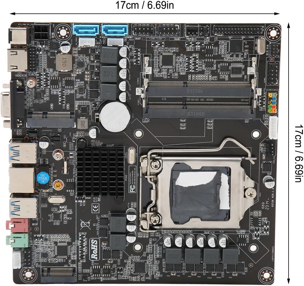 SUNGOOYUE B250 Micro ITX Motherboard, Dual Channel DDR3 16GB Memory LGA 1151 Socket for 6th 7th 8th 9th Gen CPU, with M.2 PCIE Slot USB 3.0 VGA RJ45 Ports