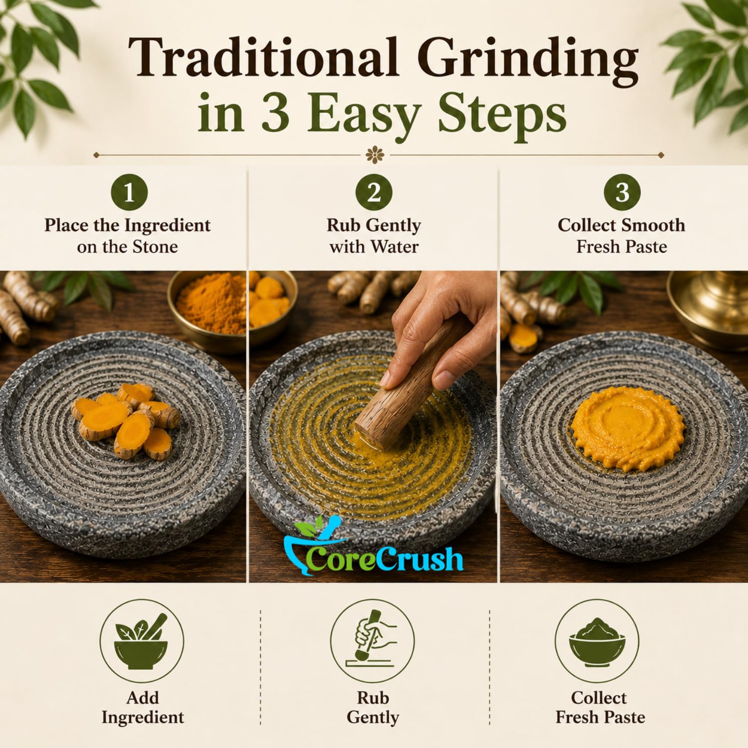 Haldi Grinder Stone - Natural Spice Grinding Slab -5 Haldi Grinder Stone - Natural Spice Grinding Slab -5