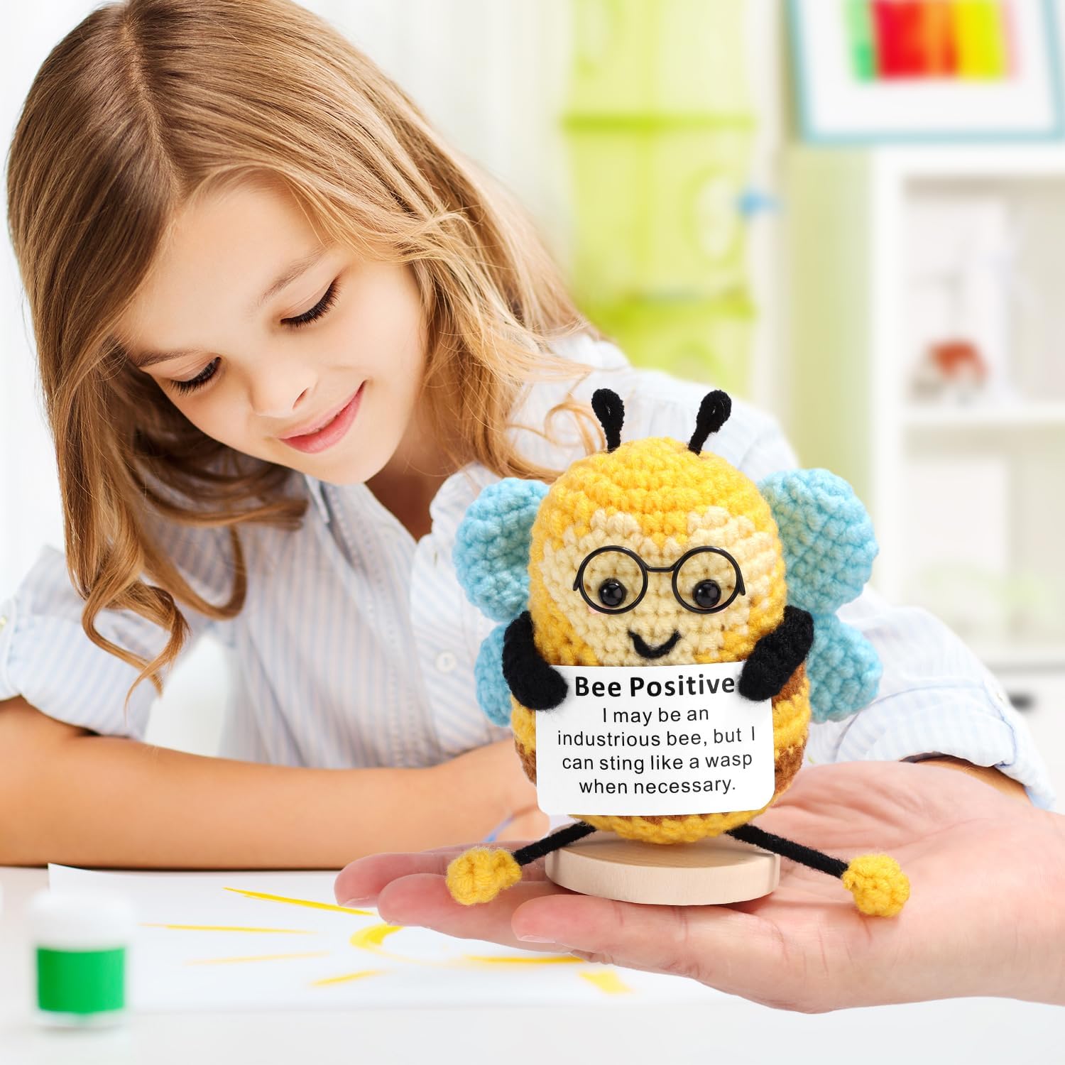 Bee, Funny Emotional Bee Support Inspirational Toy Mini Cute Crochet Doll Decoration Appreciation Gift for Mom Grandma Teachers Coworkers Friends Sister Birthday Valentines - Image 7
