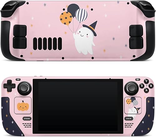 ZOOMHITSKINS Steam Deck Skin, Compatible with Steam Deck Skins, Pink Ghost Cute Halloween, Protective Skin Wrap Set for Valve Steam Deck