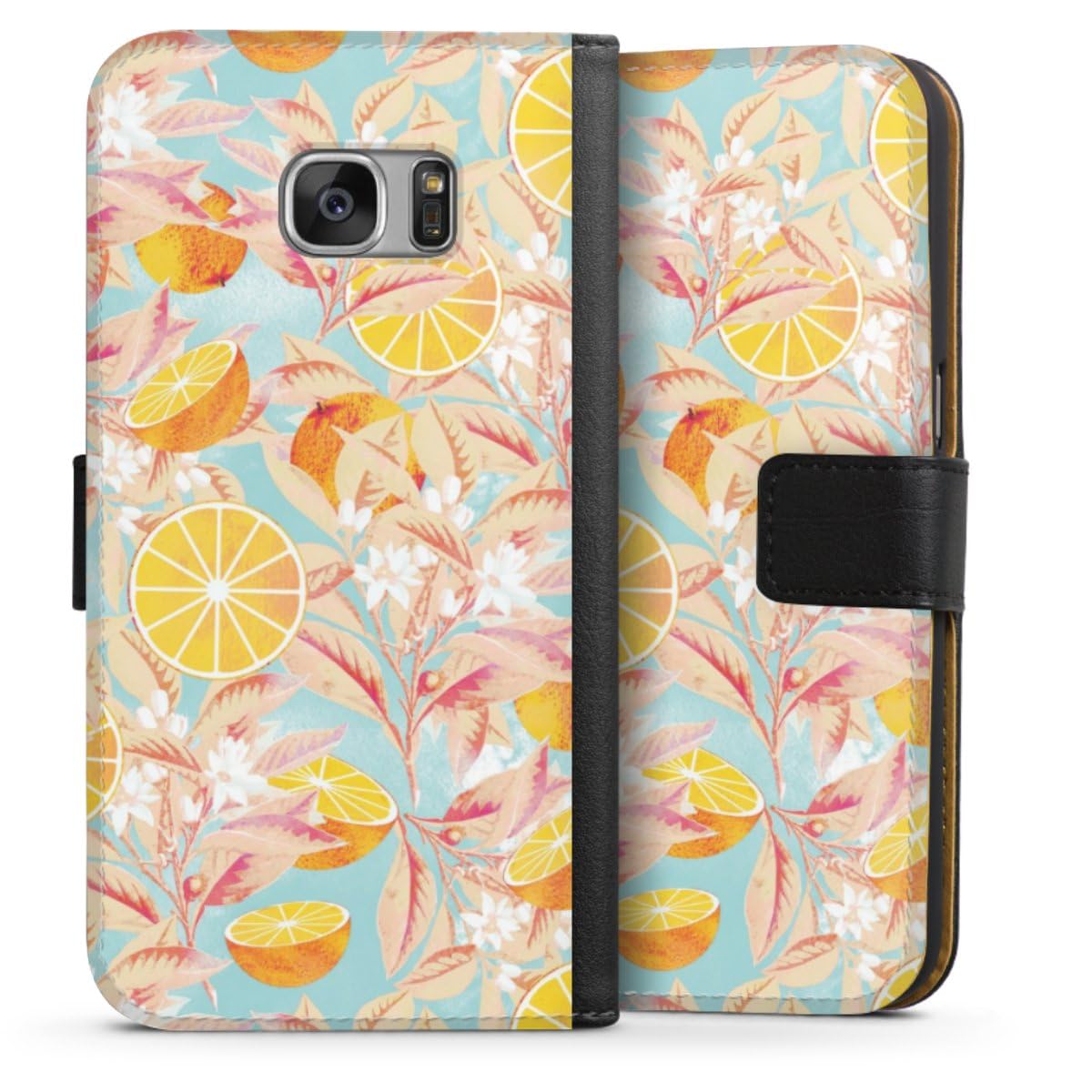 Etui Compatible avec Samsung Galaxy S7 Etui Folio Etui magnetique Fleurs Orange Peinture