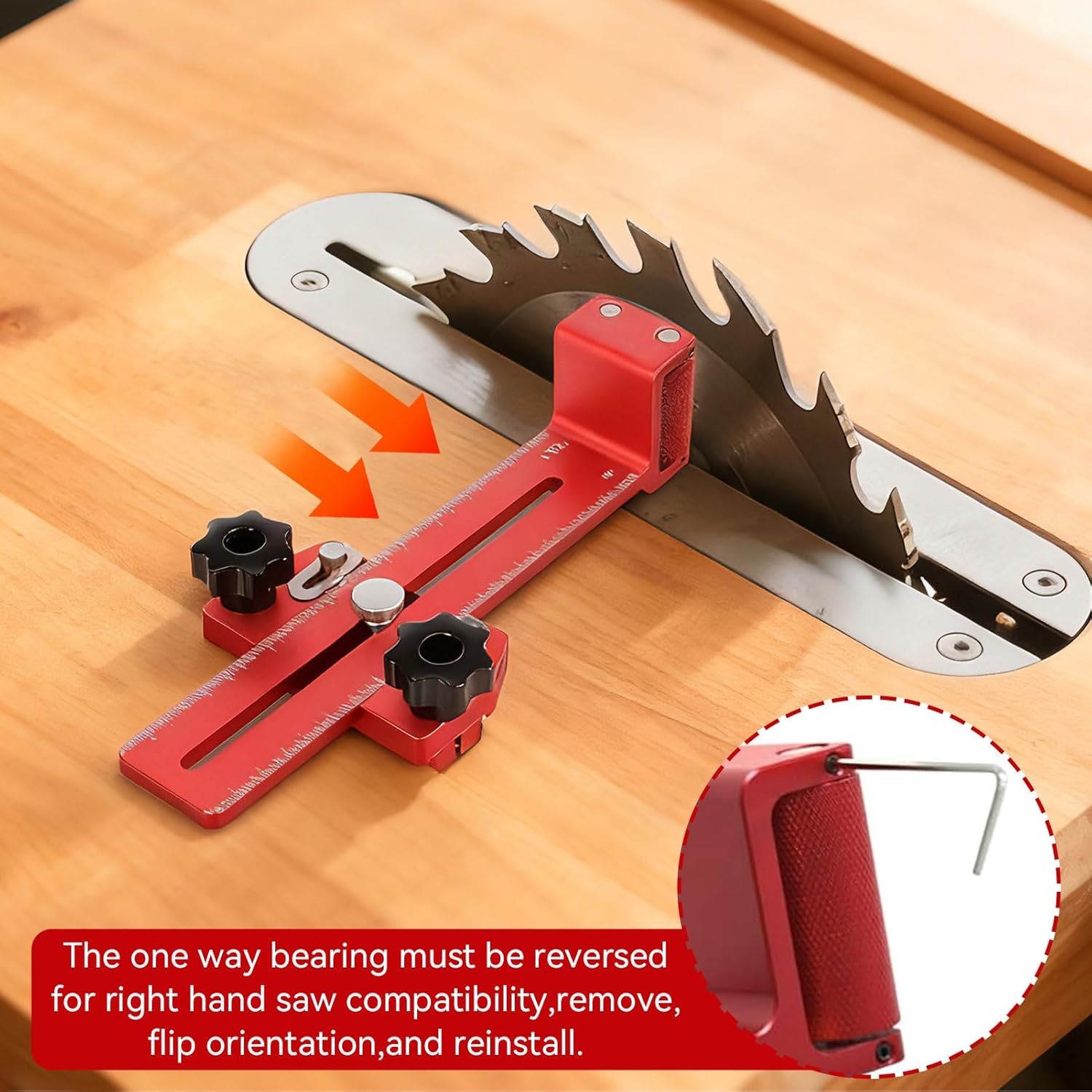 Thin Rip Jig Safety One Way Roller Bearing, Table Saw Jig Guide for Repetitive Narrow Strip Cuts, Fits 3/8" x 3/4" T Slot & U Slot, 1/4" x 3/8" T-Slot, Works with Table Saw, Band Saw & Router Table