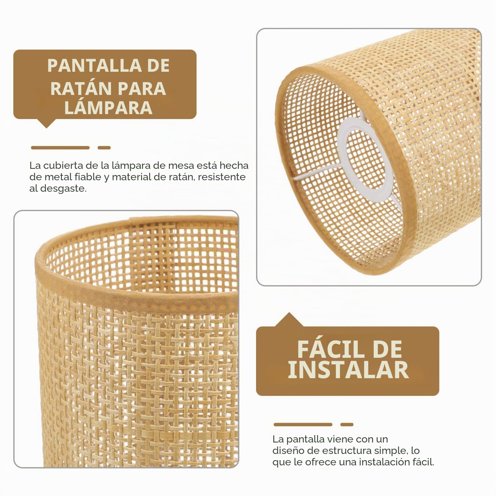 Angoily 2 unidades¹ de ratán pantalla de repuesto E27/E14 lámpara de araña lámpara de lámpara natural tejido cilindro cubierta de la lámpara de mesa F¨¹r lámparas de mesa lámparas de mesa