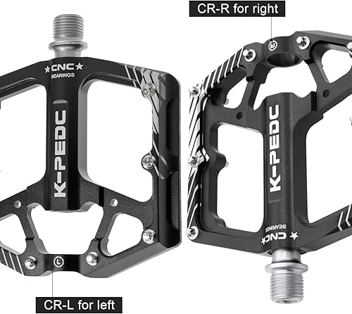 Miniatura 6 de K PEDC Bike Pedal Aluminum Alloy 916" Bike Pedal MTB Wide Platform Flat Non-Slip Bicycle Pedals with 3 Bearings for Mountain Bikes, Road, BMX