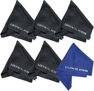 6 Microfiber Cleaning Cloths Ultra Smooth, Use for Delicate Tablets, LCD TVs, Cell Phones, Laptops, Cameras by Loopacell (5 Black and 1 Dark Blue)