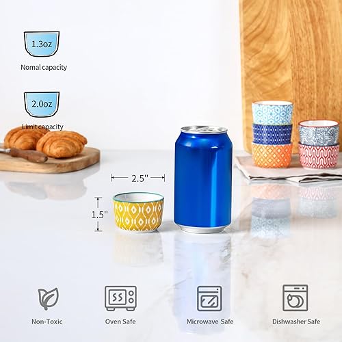 Miniatura 24 de Selamica Ramequines de cerámica de 4 onzas, Ramekins de crema Brulee aptos para horno, platos de natillas de soufflé para hornear, mini cuencos