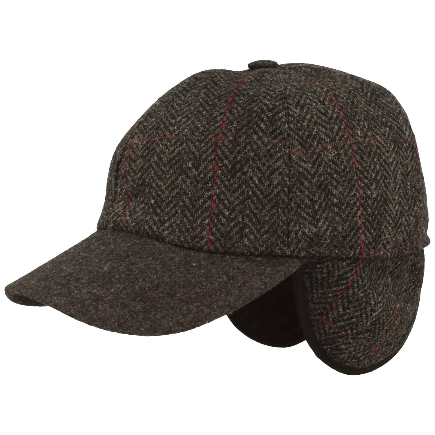 Breiter Gorra de béisbol de invierno gris espiga 55, Gorro de Invierno con Orejeras, Gris Espina De Pescado Negro, 55