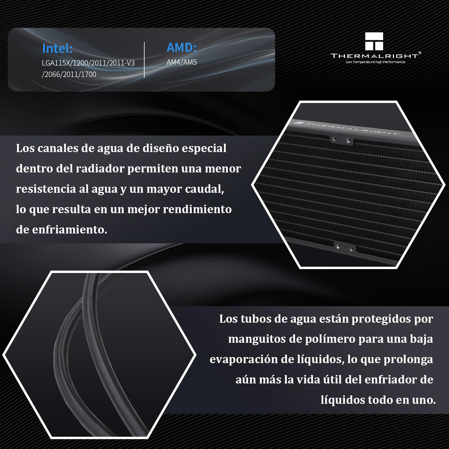Thermalright, Frozen Prism 360 nero ARGB - Raffreddatore liquido per CPU da 3300 RPM, per AMD/ AM4/ AM5, Intel 1150/ 1156/ 1200/ 1700/ 2011
