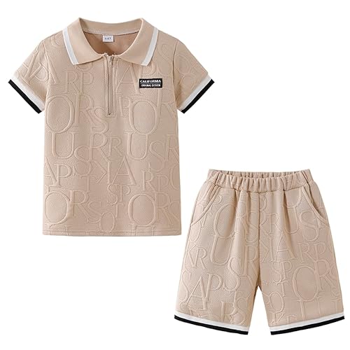 Yoxindax Boys Clothes 2-Piece Casual Street Style Turn-Down Collar Half Zip Kids 4-12 Years Teen Boys Summer Outfits