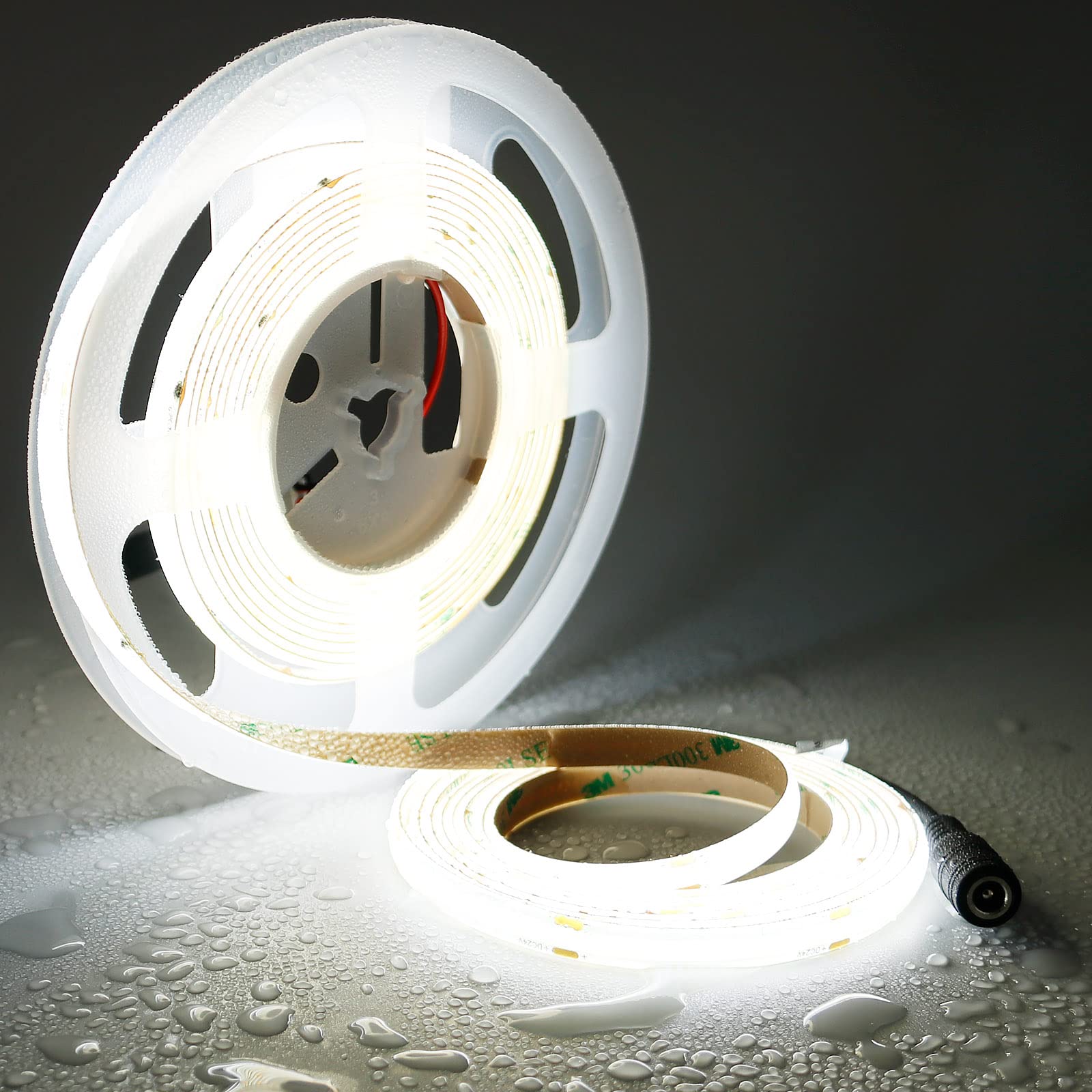 TOPAI COB LED Strip 5M Daylight White Waterproof, 24V LED Strip Lights 5000K, Outdoor IP65, CRI>90 Super Bright 4000Lm, Self Adhesive, 480LEDs/M Dotless Uniform for Room Cabinet Home DIY Lighting
