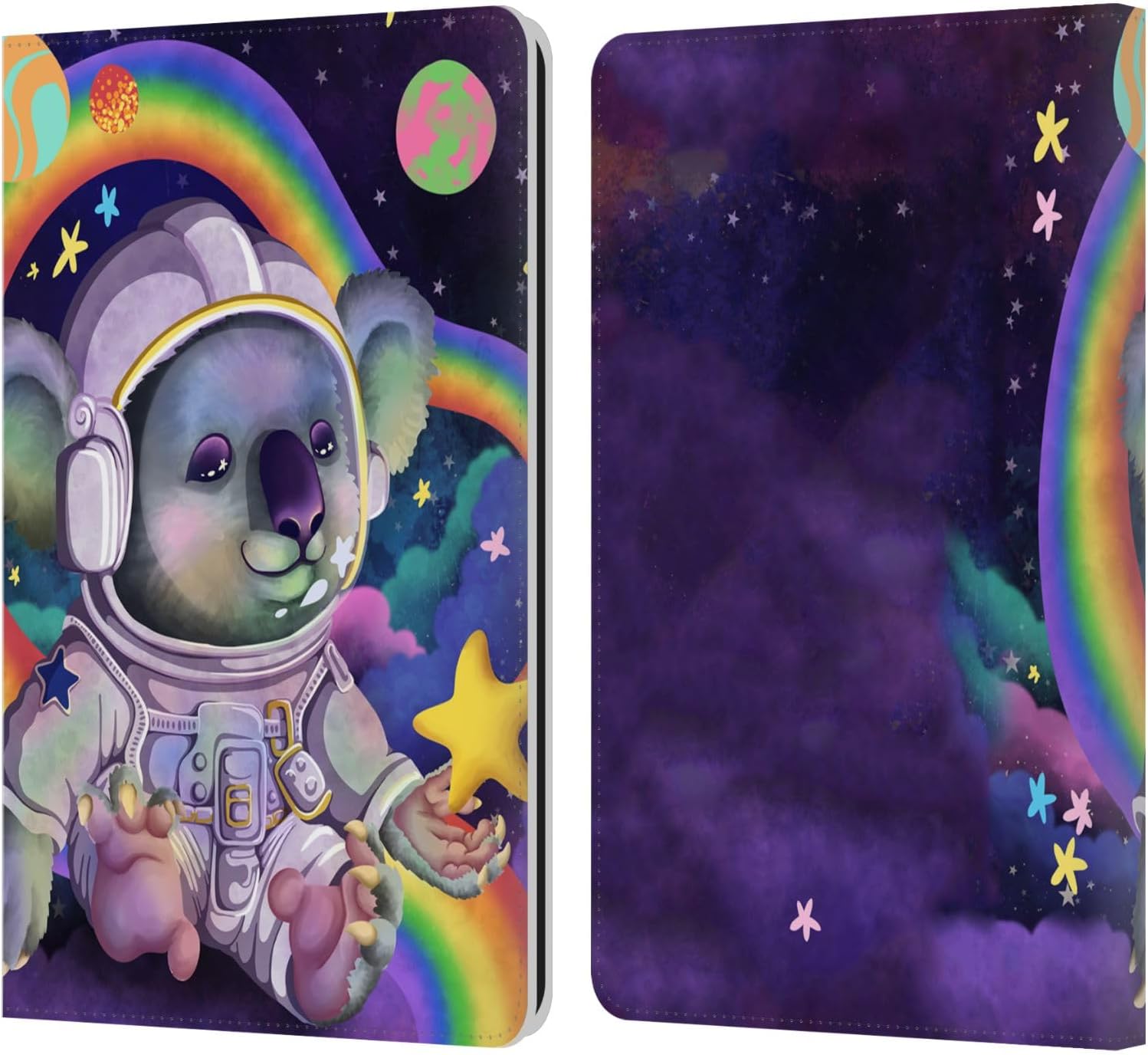 Head Case Designs Officially Licensed Carla Morrow Shark & Fish in Space Rainbow Animals Leather Wallet Case Compatible with Kindle Paperwhite 1/2 / 3