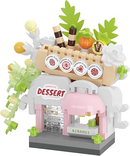 Miniatura 6 de Conjunto de Bloques Micro de Construcción de Tienda de Juguetes de Vista de Calle de la Tienda de Jugo, Mini Edificio para Decoración del Hogar,