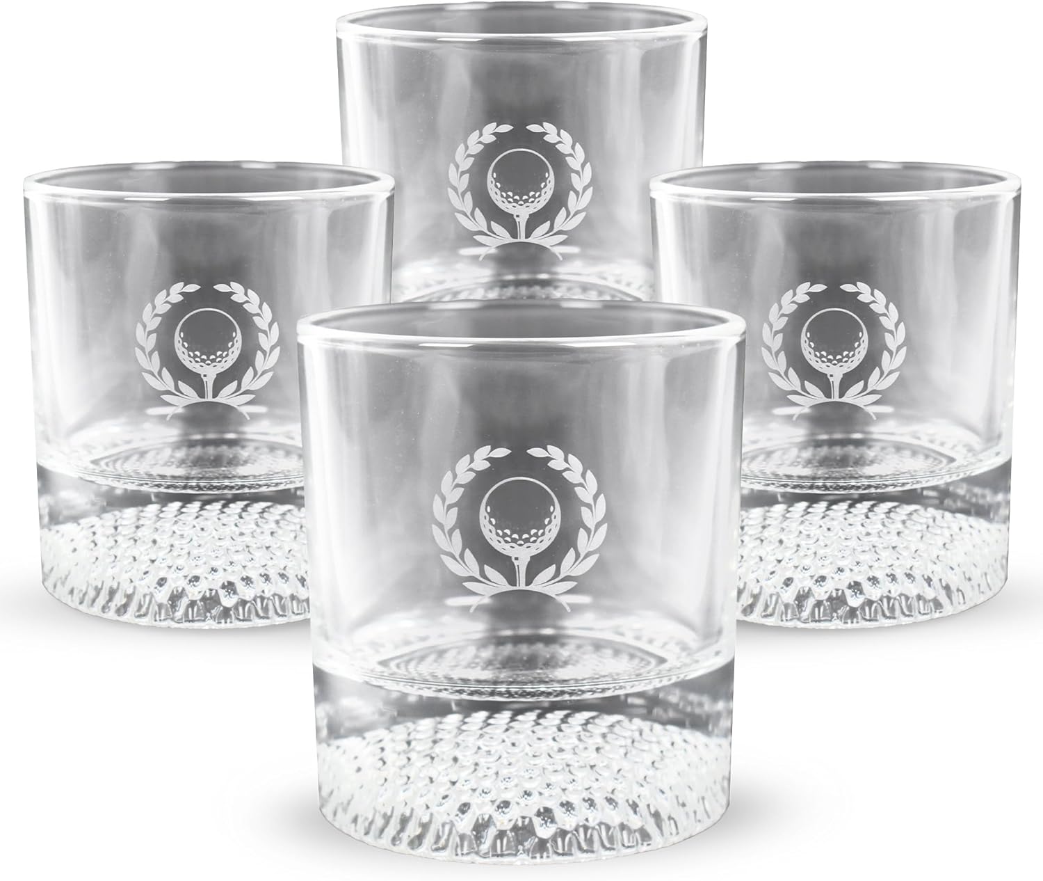 Izzo Golf Whiskey Glass Golf Ball Ice Set - Enjoy a Glass of Whiskey or Bourbon in a Rocks Glass with a Golf Ball Molded ice Cube, Golf Ball ice Cube Mold Included