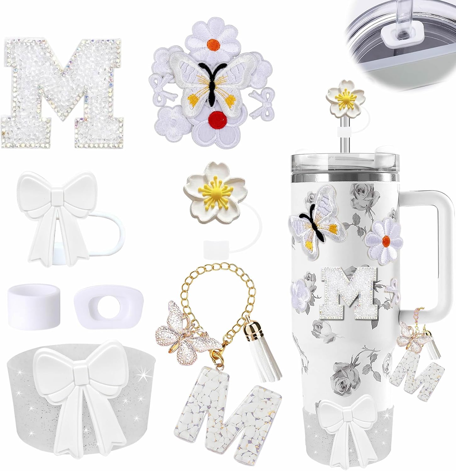 15PCS Accessories Set for Stanley Cup 30/40oz （White M