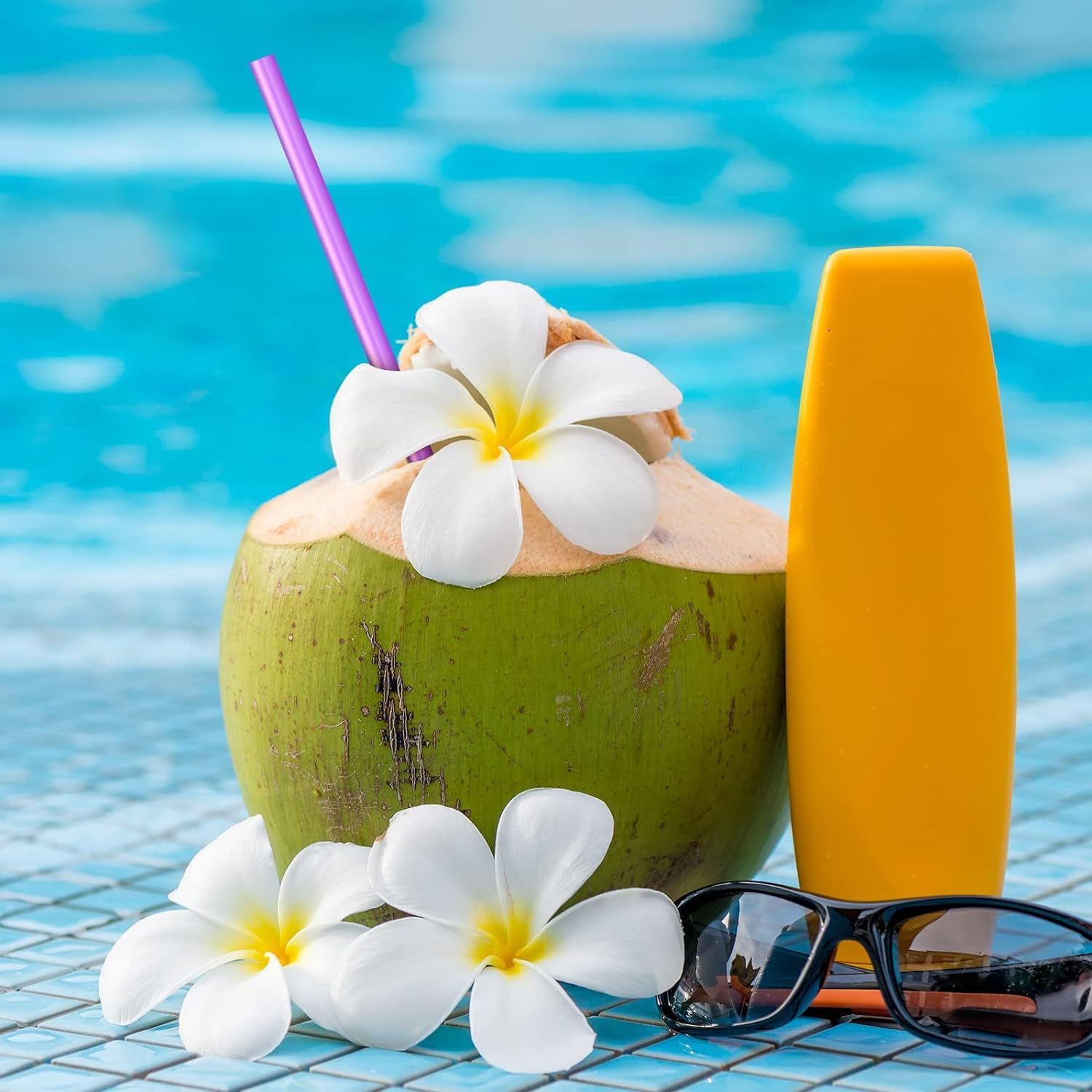 Healeved 200PCS Purple Straws, 10.2 Inch Extra Long Disposable Plastic Drinking Straws for Birthday Wedding Hawaiian Swimming Pool Party Cocktails, Juice, Water, Iced Tea, Beverages