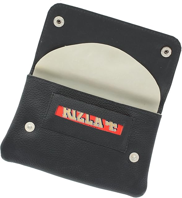 Ashlie Leather Rubber Lined Leather Tobacco Pouch With 'Paper' Holder AC410 Black