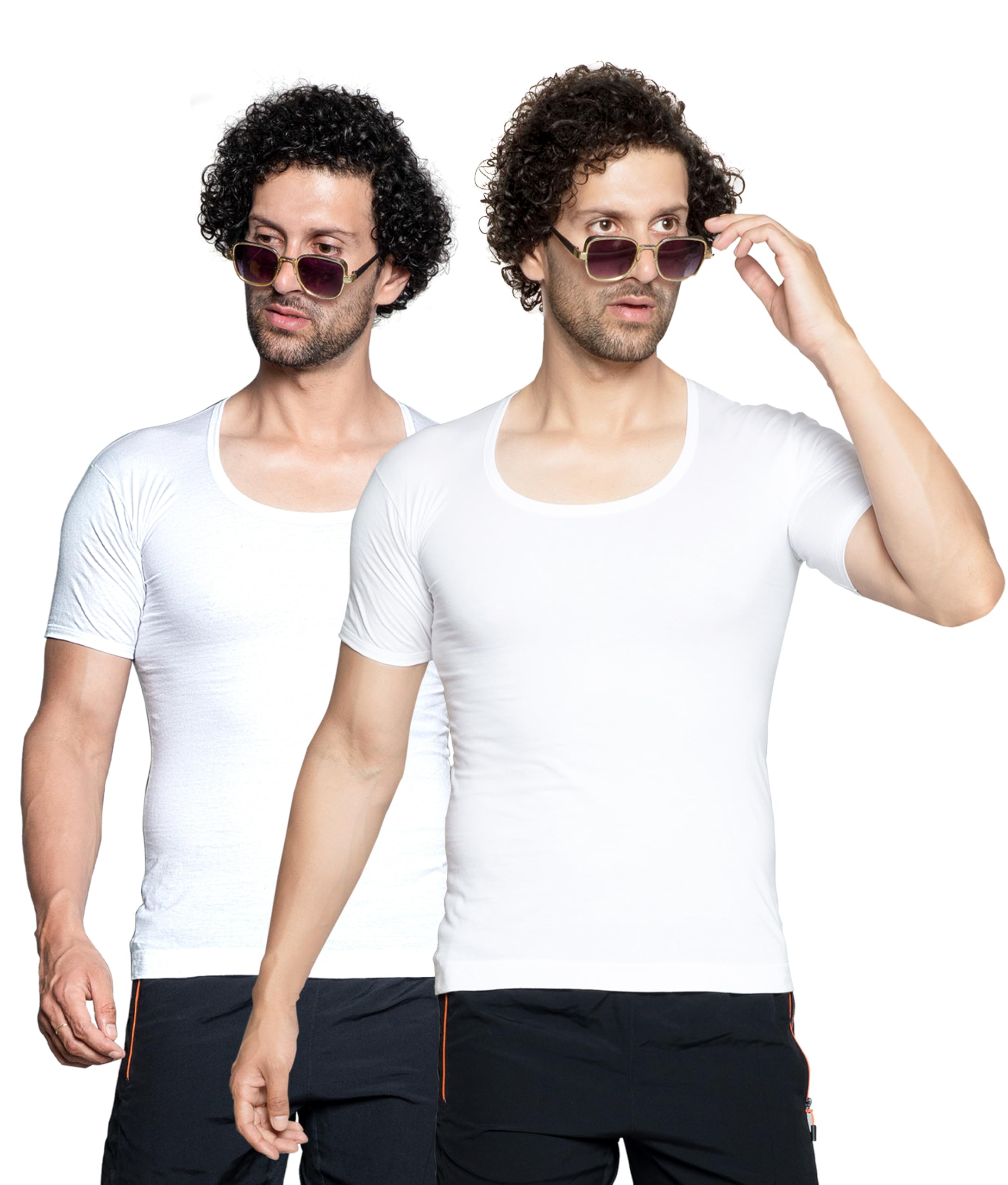 Men's Premium 2-Pack Cotton Vests - Slim Fit | Breathable Comfort | Everyday Essential | Tagless Slim Fit for All-Day Comfort | White (2Pcs)