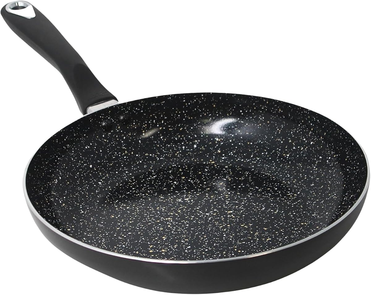 IMUSA 10 Inch Bistro Cera Aluminum Speckled Black Ceramic Fry Pan | Ideal for Frying and Sautéing