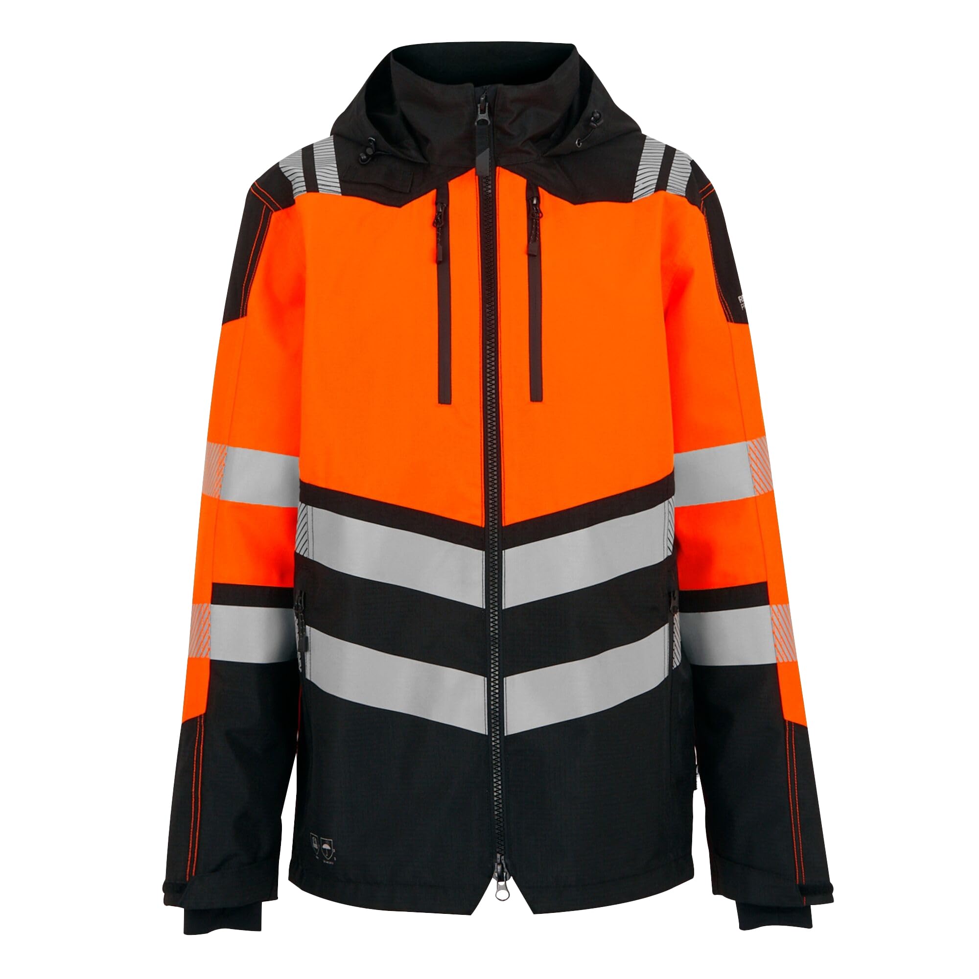 Regatta Professional Mens High-Vis Isotex 10000 Waterproof Windproof Ripstop Jacket Black/Orange XXL