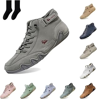 Handgefertigte orthopädische Bequeme Lederschuhe Montela Schuhe Damen Herren, Leder-Turnschuhe mit seitlichem Reißverschluss, Flache Outdoor-Schuhe, Freizeitschuhe zum Fahren und Gehen