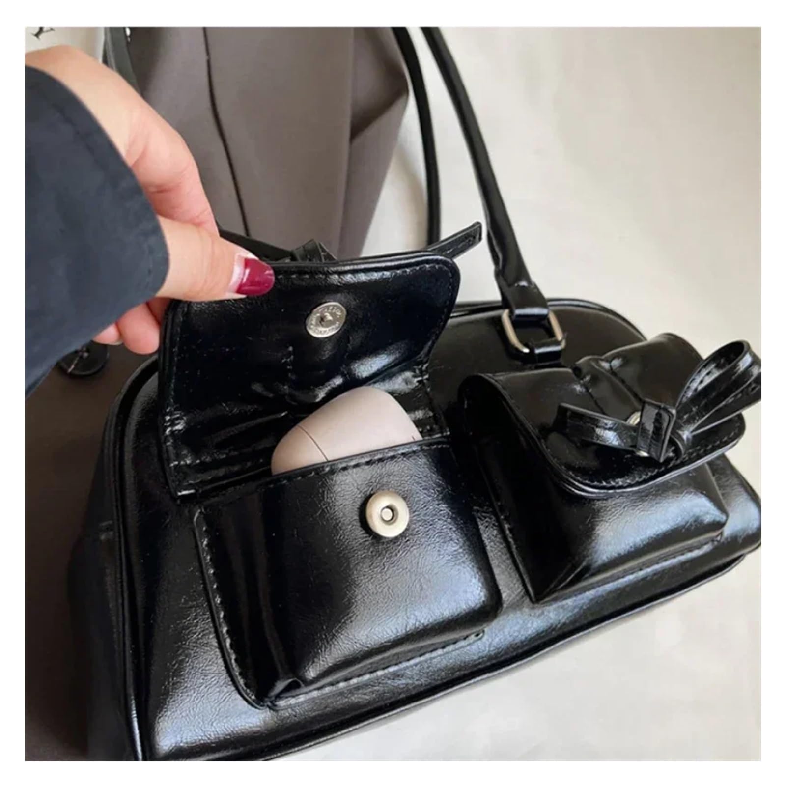 Bolso bandolera Vintage Women Business Shoulder Bags Simple Ladies Commute Tote Bag Pu Leather Female Underarm Burgundy Large Handbags Purse