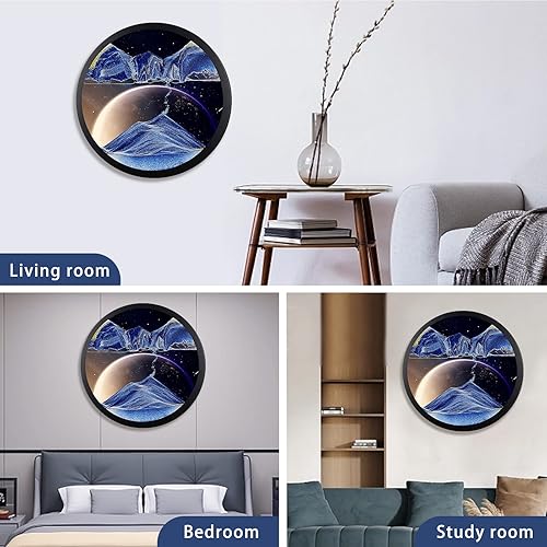 Miniatura 3 de Arte de pared de arena móvil, arte de arena móvil, escultura giratoria montada en la pared, arte de pared, decoración de habitación de paisaje de