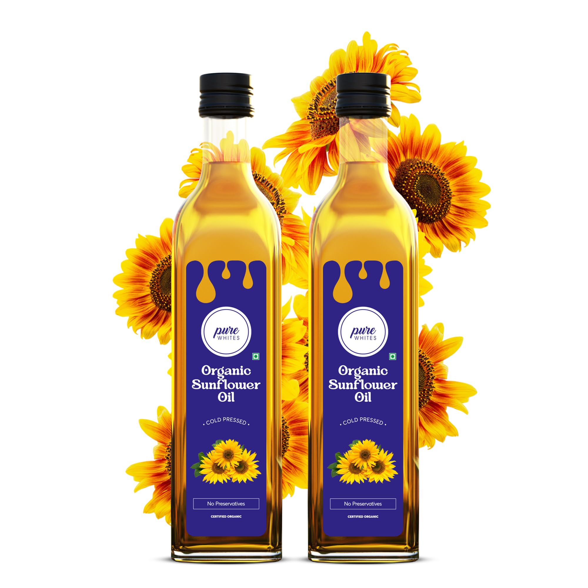 Pure Whites Certified Kachi Ghani Sunflower Oil,(1 Litre, Pack of 2) | Best for Cooking & Hair Care | Surajmukhi Tel with No Added Preservatives or Chemicals | Pure Natural & Authentic | Cold Pressed (B0B75669H1) Amazon Price History, Amazon Price Tracker
