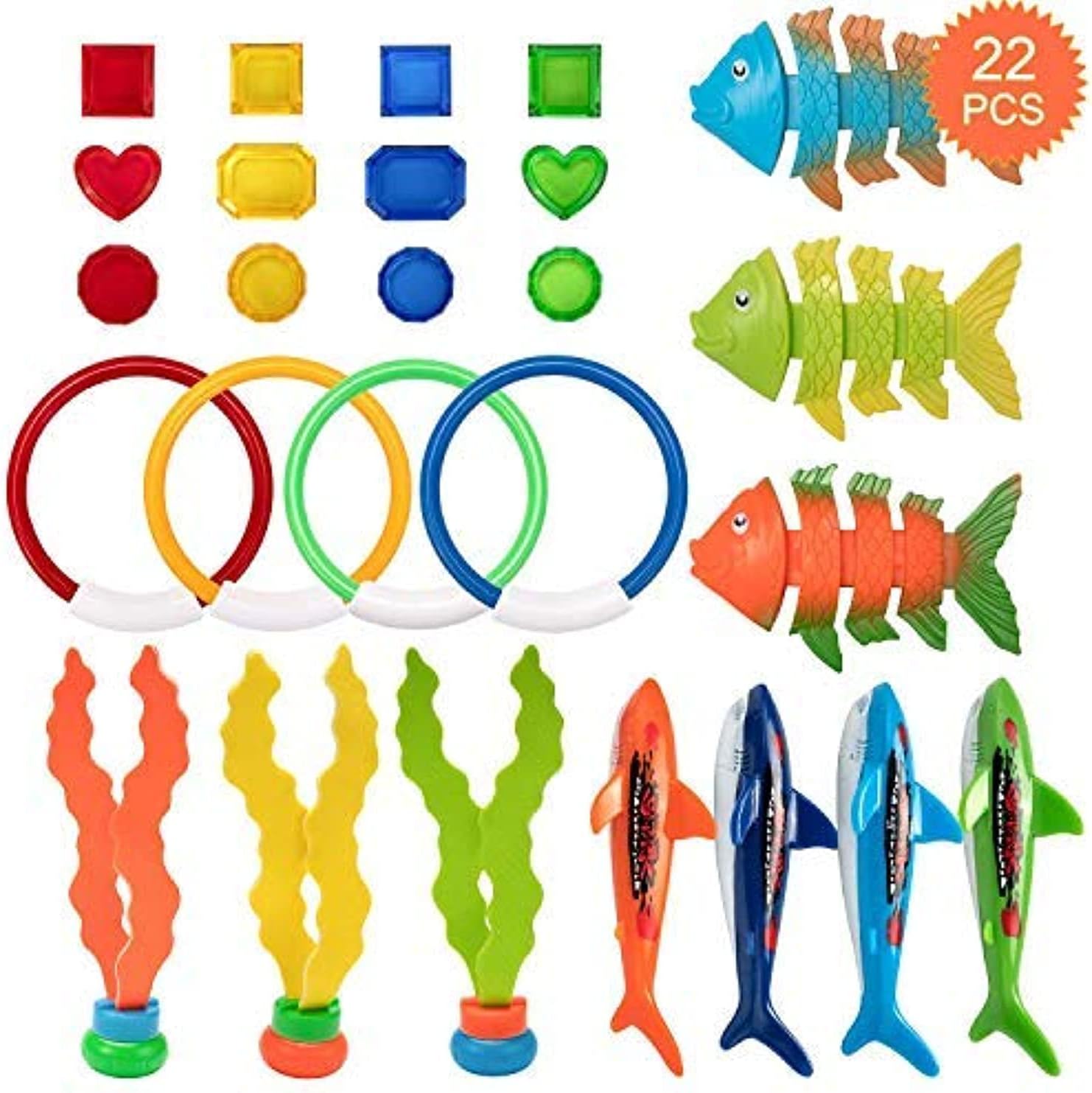 HENMI 26 Pack Diving Toy for Swimming Pool Toys for Kids,Gift Set Bundle,Ages 3 years and Up