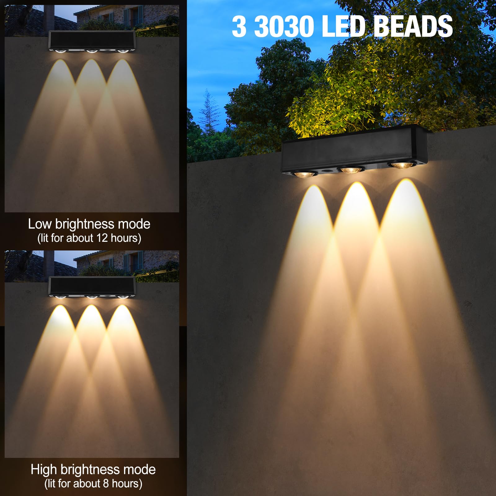 Luci Solari Da Esterno ALLOMN Per Recinzione E Scale - 2 Pezzi, Luce Bianca Calda E Fredda, IP65