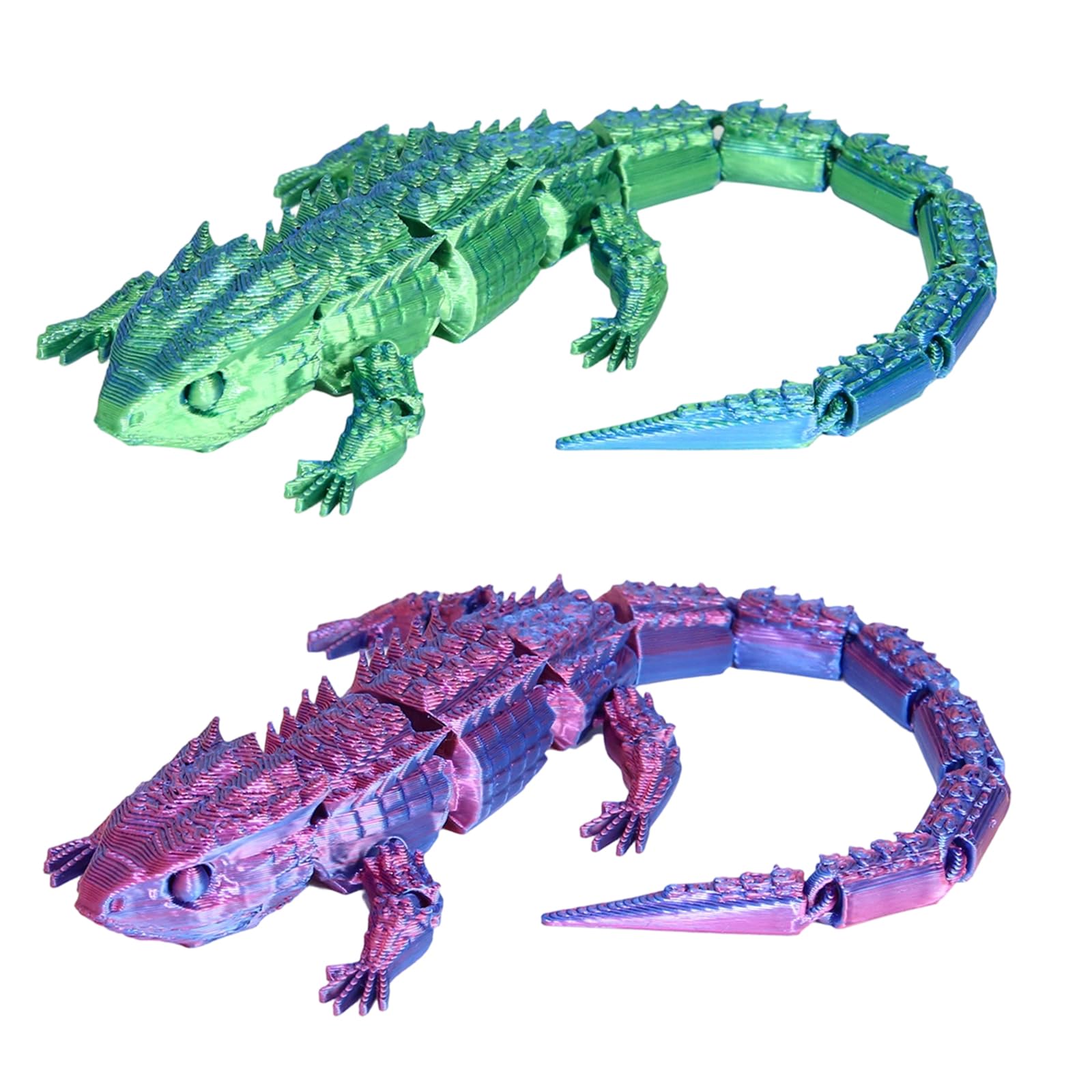 WORUIB 3D Printed Animals, 3D Printed Toys with Lizard Designs, Two Vibrant Reptile Models for Display and Play, Blue Green and Blue Purple Colour Options, Detailed 3D Printed Fidget Toys Collection