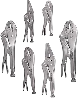 Sponsored Ad - Lichamp 6-Pack Locking Pliers Set, 5/7/10/12 inch Curved Jaw Grip Pliers and 6/9 inch Long Nose Vise Pliers