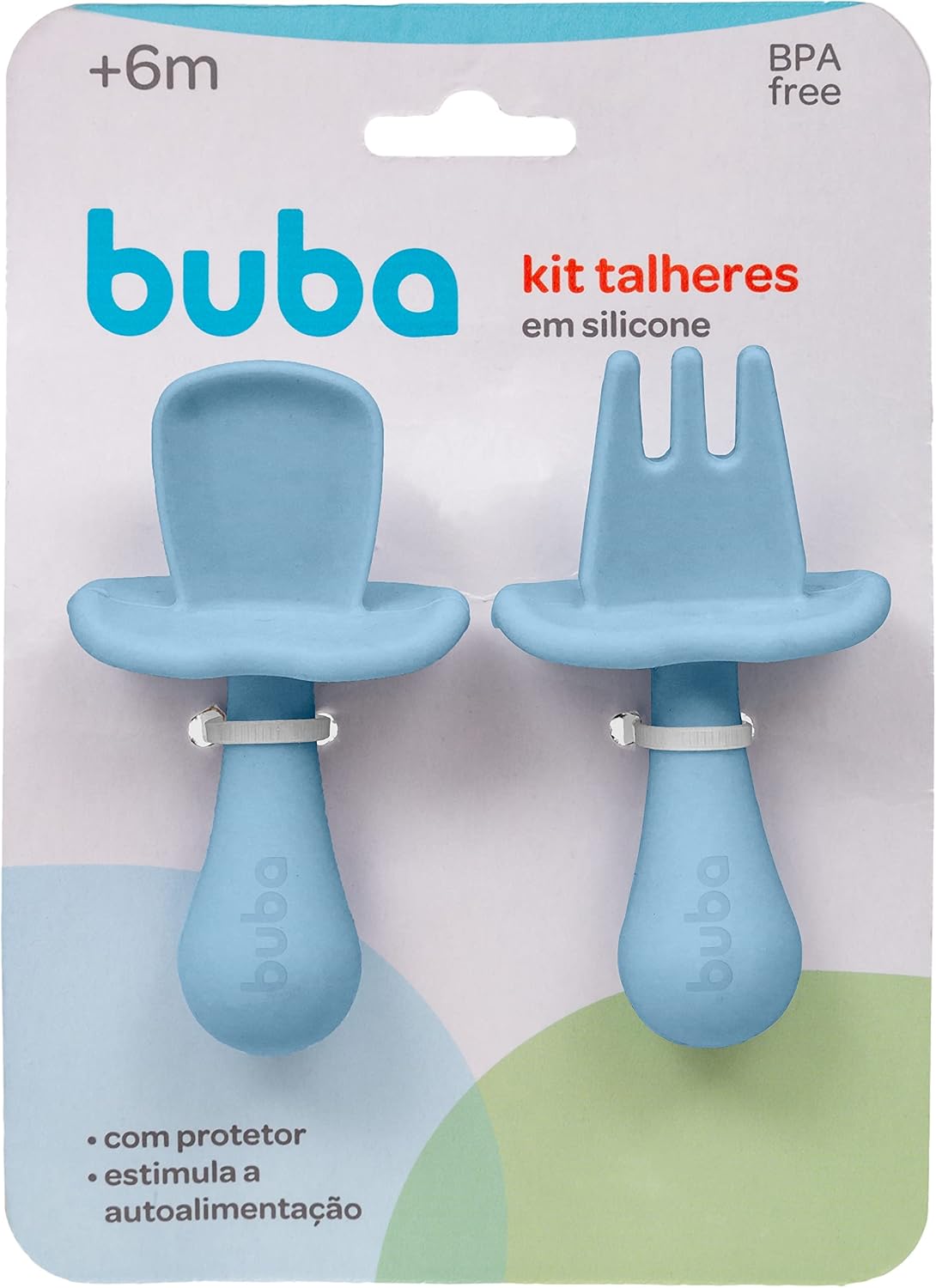 Kit Talheres Silicone Azul, Buba