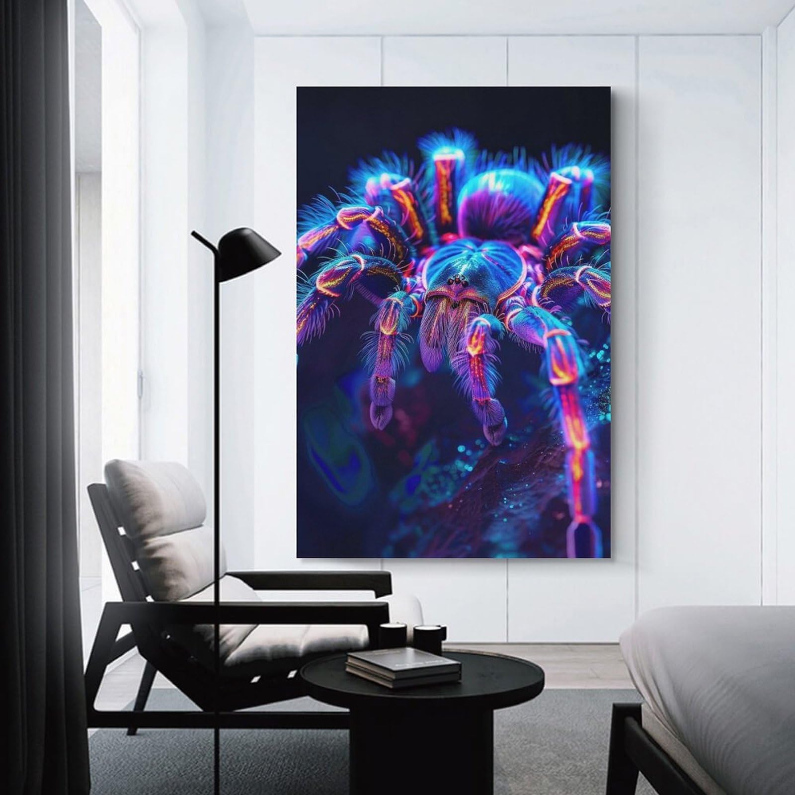 Junmoney Unframe-Style-22 Canvas Wall Art Neon Tarantula, 16X24inch(40X60cm), For Living Room, Bedroom, Office Or Hallway, Decorative Artwork With Broad Appeal