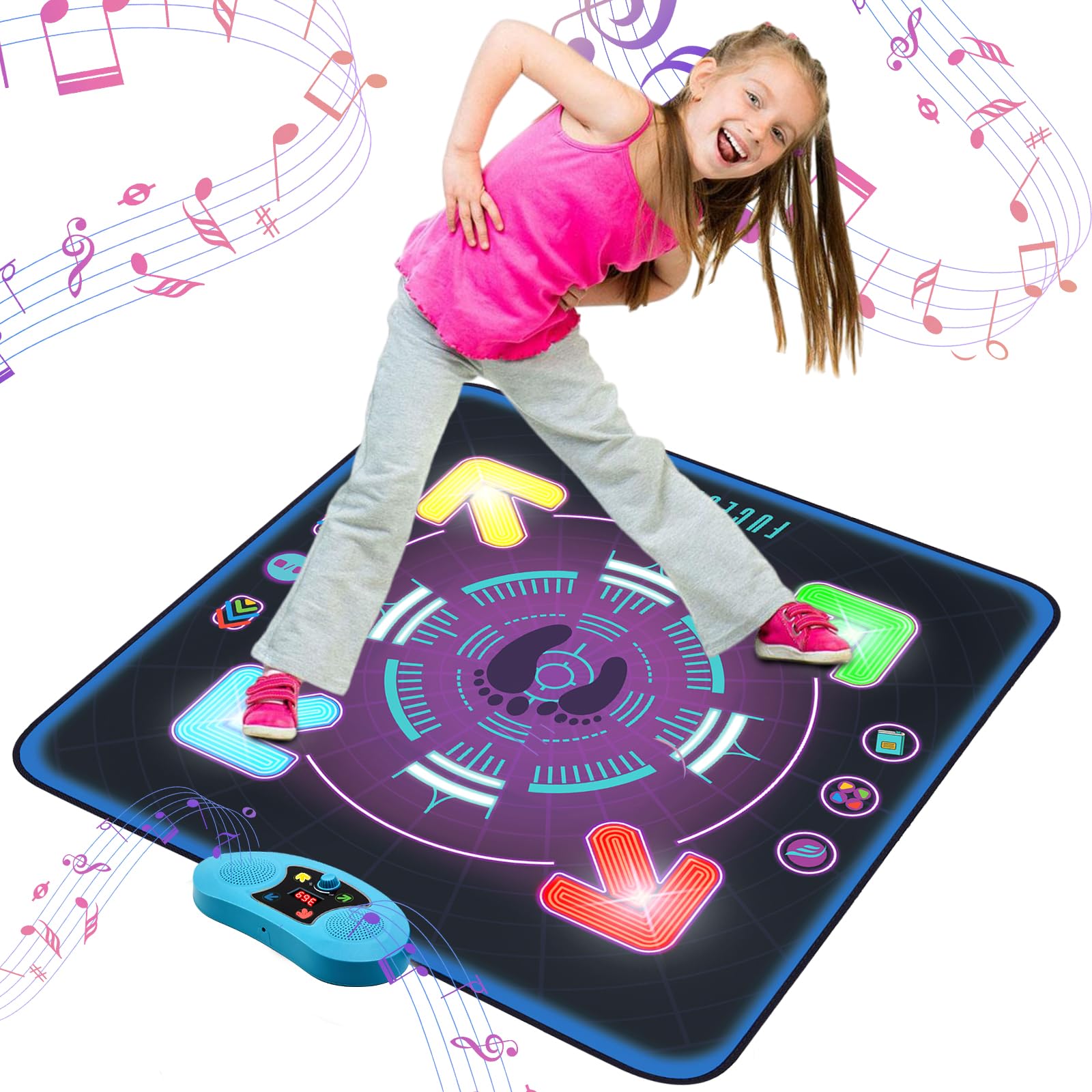 FUCEORUY Dance Mat for Kids Aged 4-8, Electronic Dance Mats with Light up, Built-in Music, 3 Game Modes, AUX, Christmas Birthday Gifts for Girls and Boys Ages 4-12