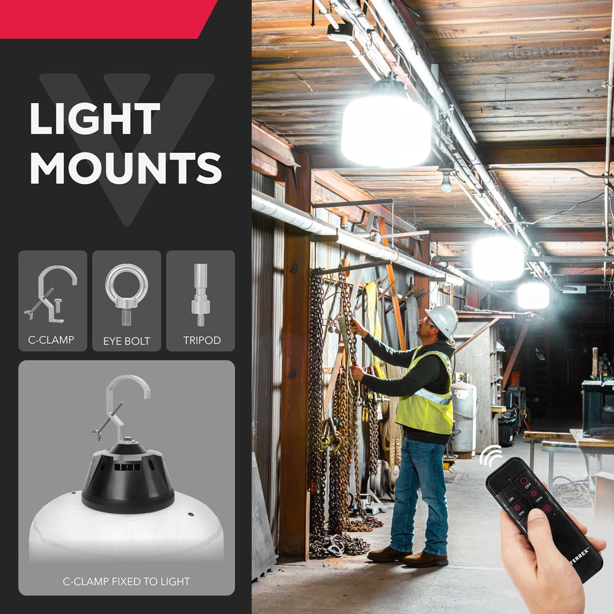 Volterrex™ 19500 Lumens Balloon Light KIT, Incl 6ft Tripod, Remote Controlled Dimming, Glare-Free, High-Efficiency LEDs, UL, FCC, RoHs, CE, IP Rated.