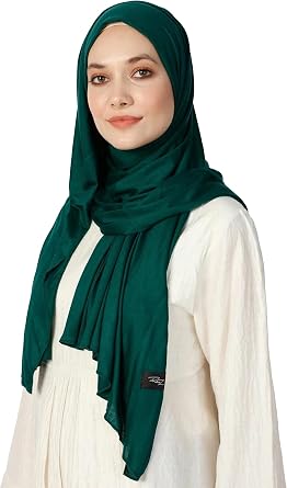 Modanisa Plain - Green - Combed Cotton - Pinless - Shawl - Rabia Z