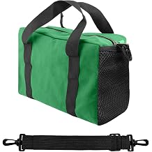 14 Inch Professional Tool Tote Bag, Tool Bags for Men, Canvas Tools Bag with Lockable Zipper Storage Handbag, Detachable Shoulder Strap Side Pockets for Electricians, Plumbers Light green, 14"